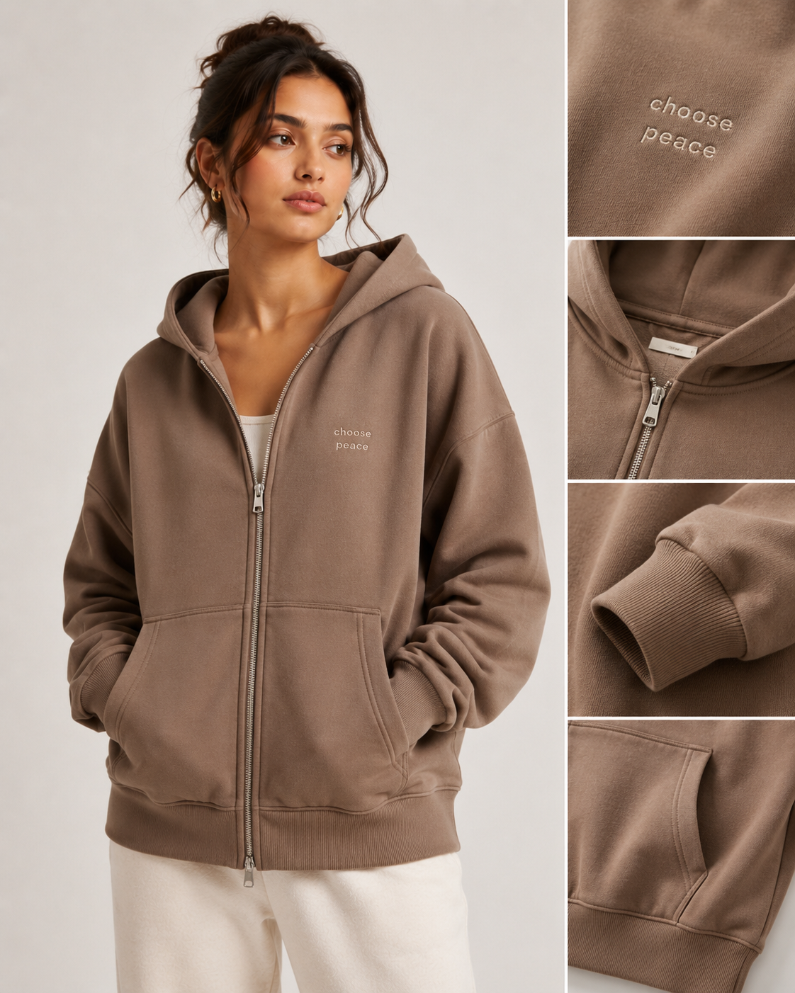 Choose Peace Zip-Through Hoodie