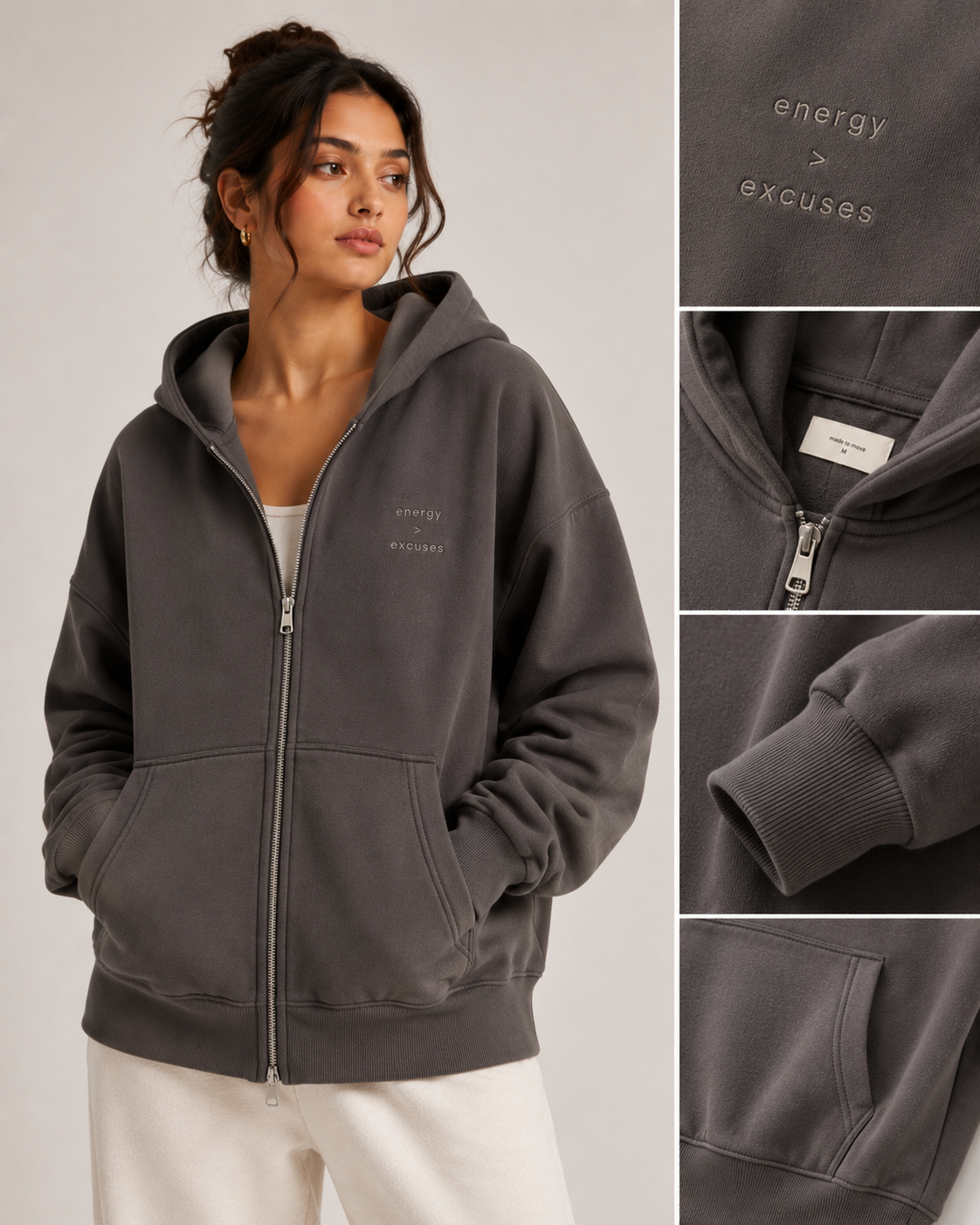 Energy > Excuses Zip-Through Hoodie