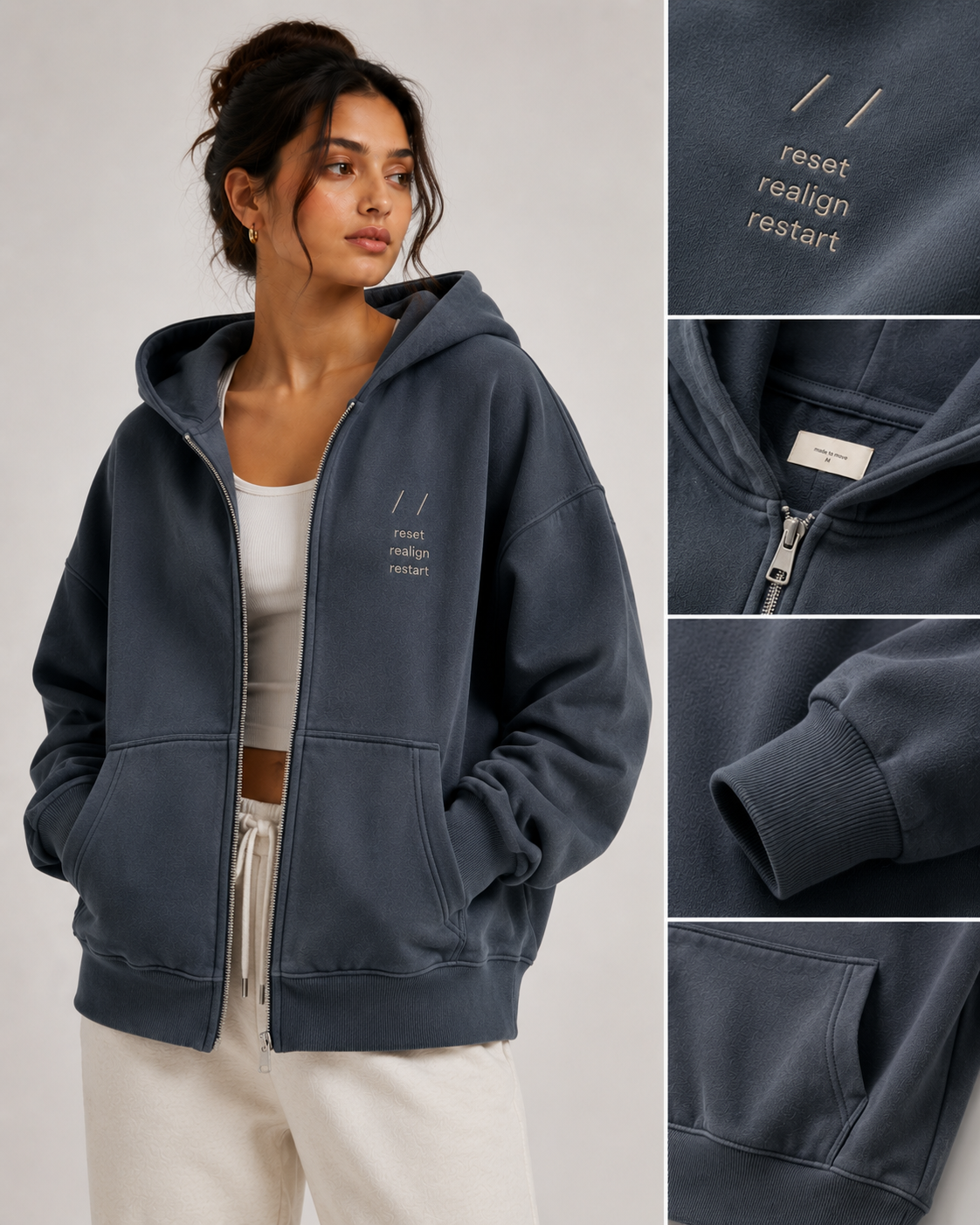 Reset Realign Restart Zip-Through Hoodie