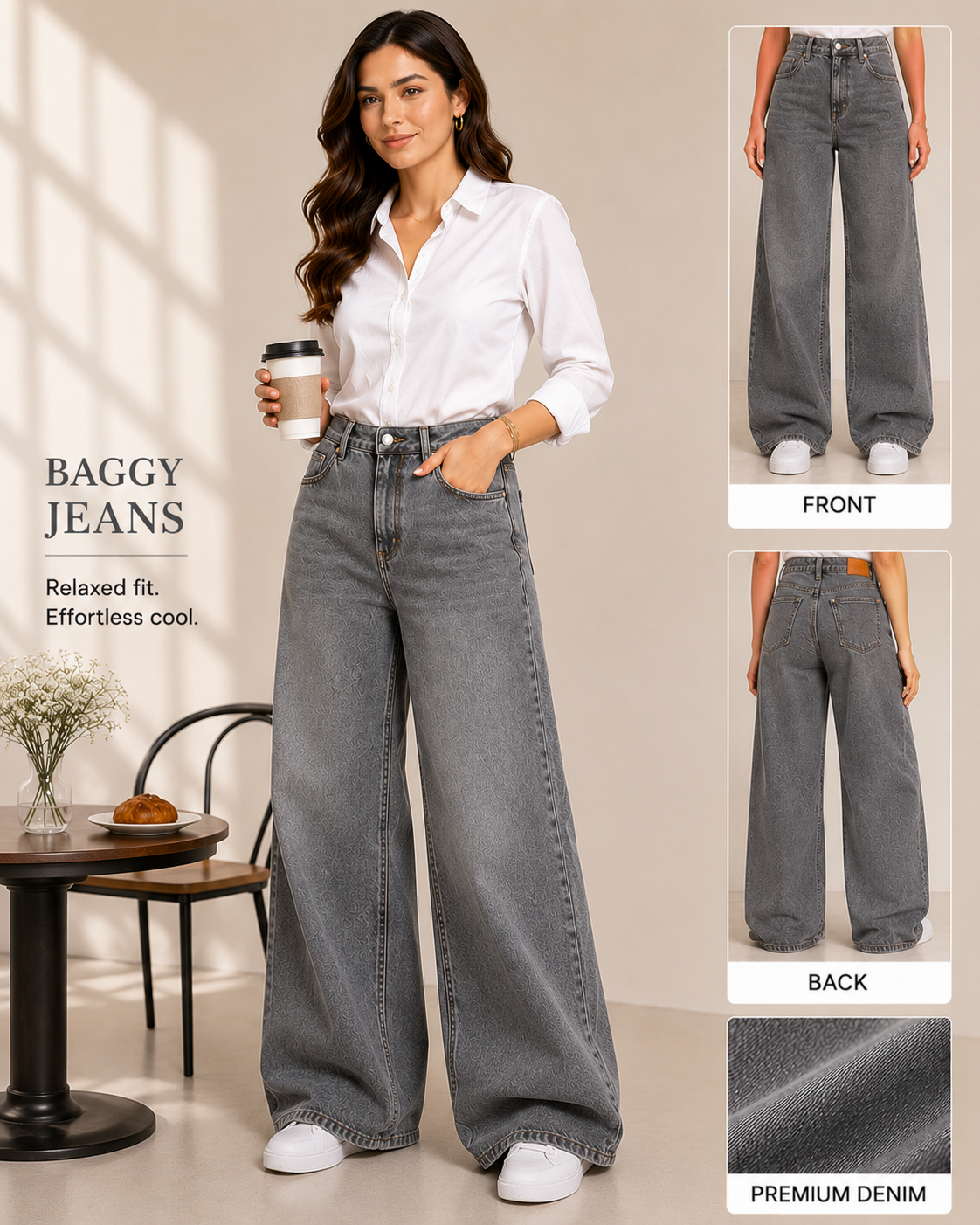 Women's Baggy Jeans in Grey — Relaxed Fit, Effortless Cool