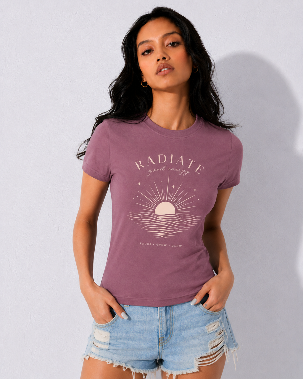 Radiate Good Energy Tee – Mauve Purple