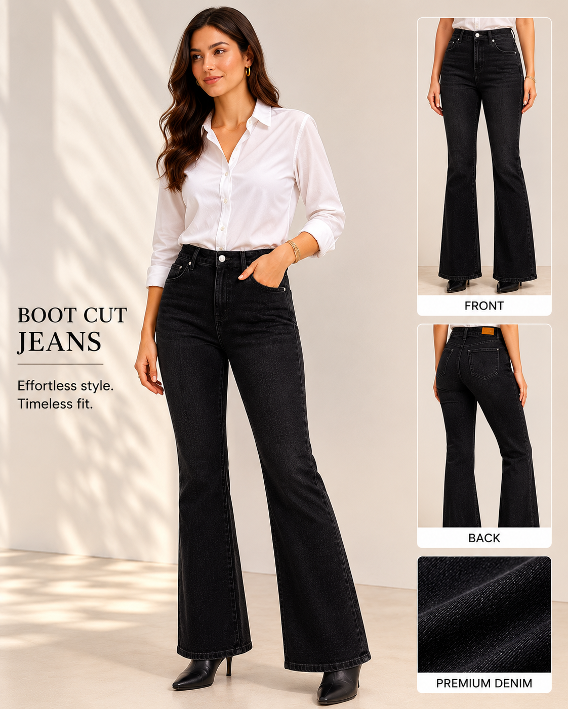 Women's Boot Cut Jeans in Black — Effortless Style, Timeless Fit