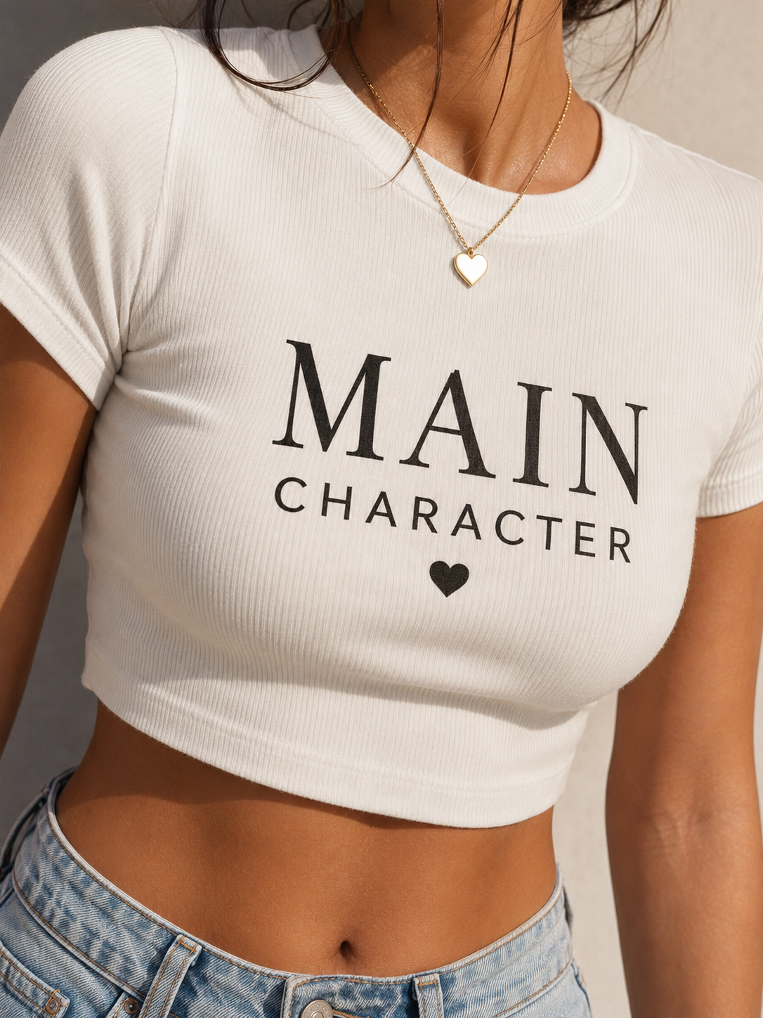 Main Character Baby Tee – White
