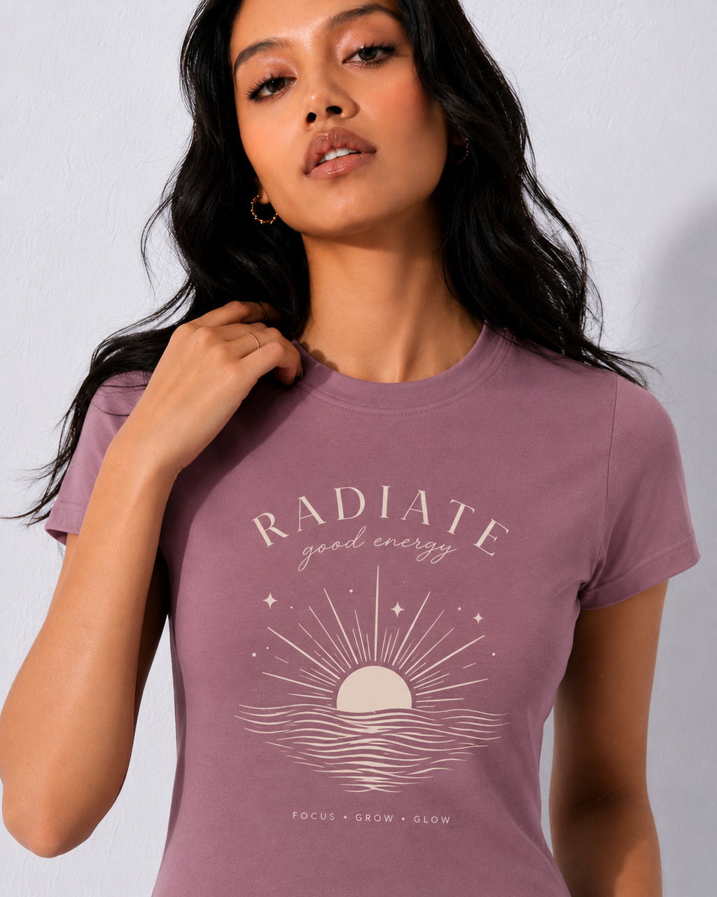 Radiate Good Energy Tee – Mauve Purple