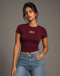 Limitless Fitted Baby Tee – Burgundy – front view