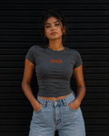 Made To Move Fitted Baby Tee – Charcoal – front view