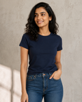 Everyday Fitted Crew-Neck Tee – Midnight Navy – model view