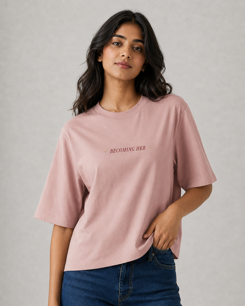 RAZE Becoming Her oversized T-shirt in dusty rose
