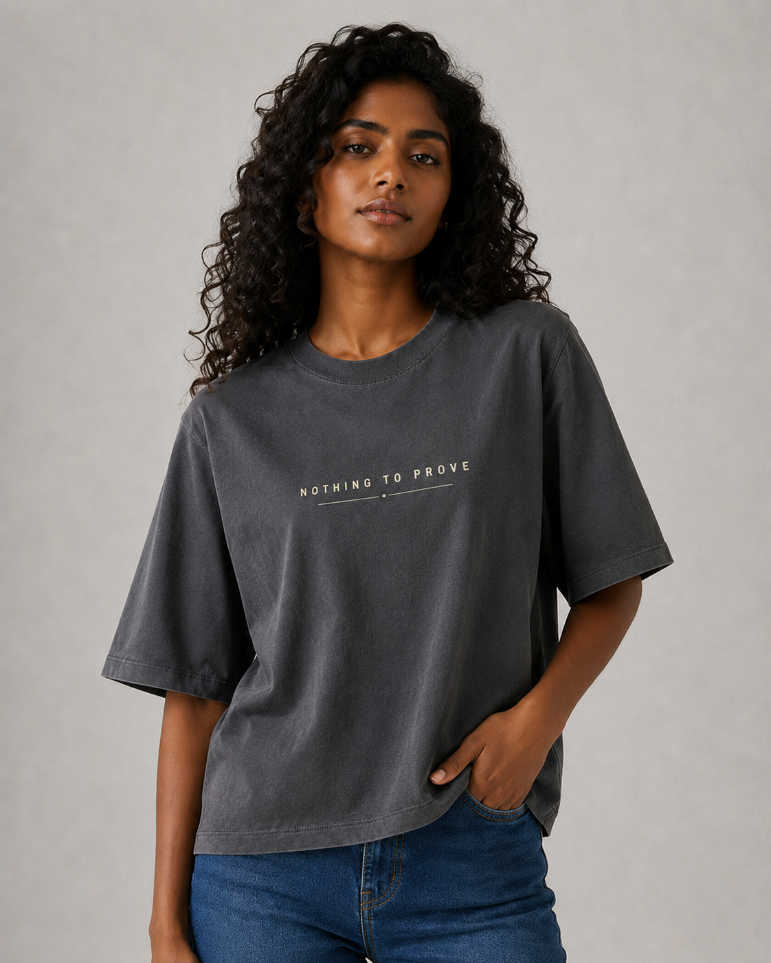RAZE Nothing To Prove oversized T-shirt in washed charcoal