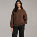 Women's premium cocoa brown sculpted-panel sweatshirt front view