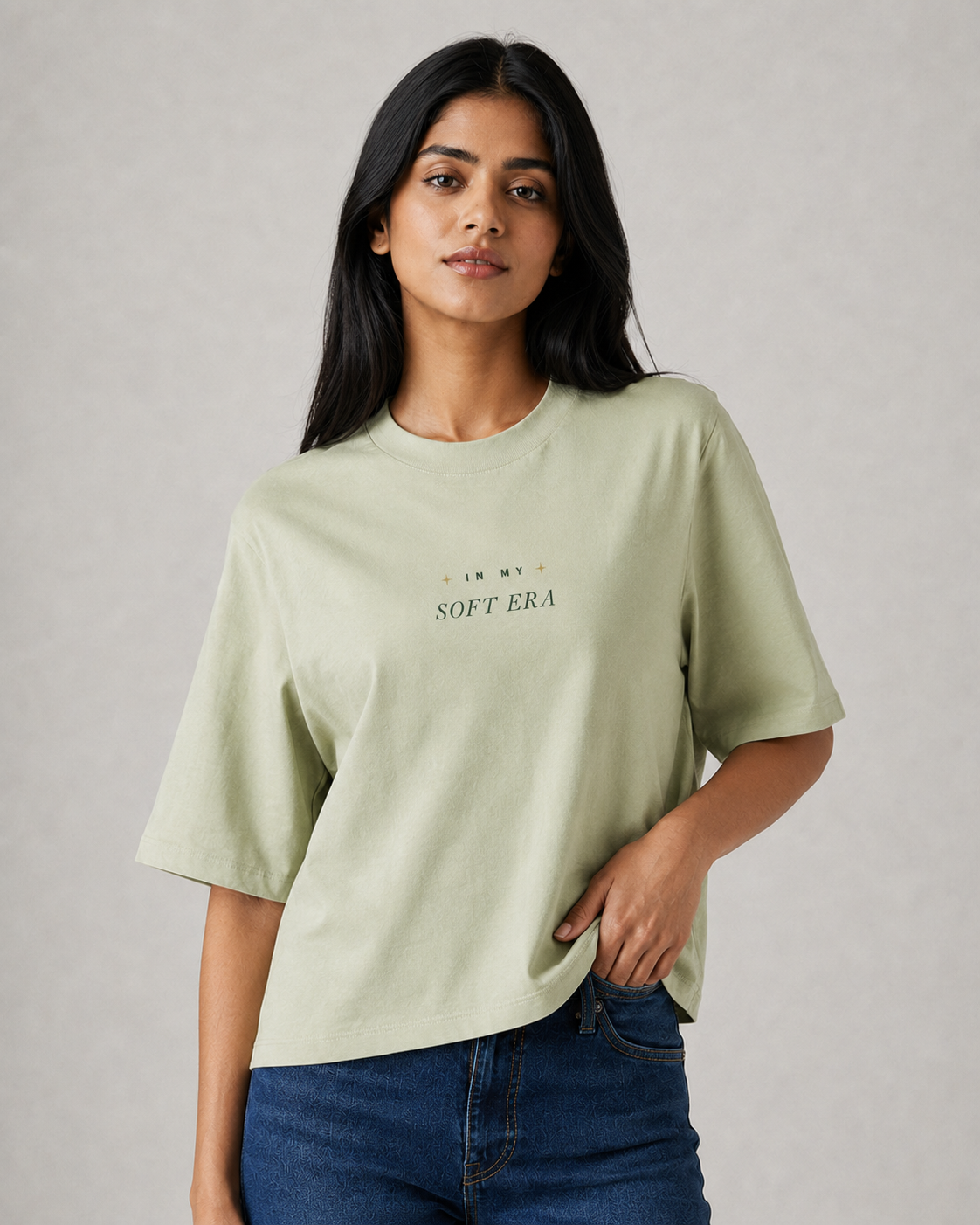 RAZE In My Soft Era oversized T-shirt in sage green